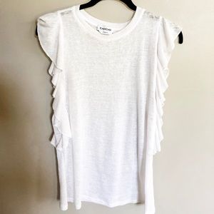 White Bebe ruffle cap sleeve top